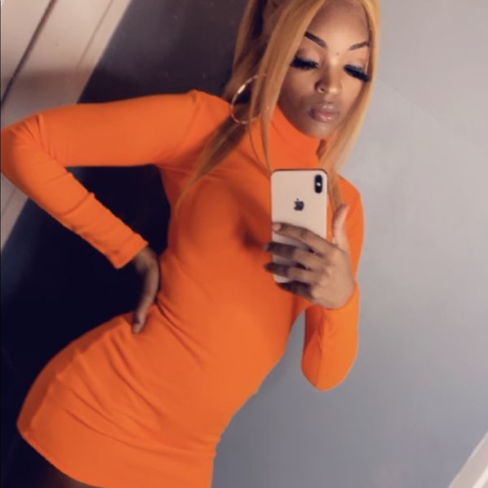 turtleneck glove dress